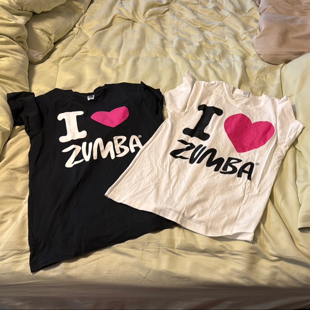 Zumba Black and White T-Shirts with Pink Heart